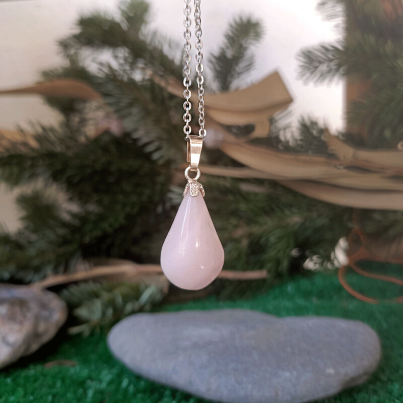 Colgante lágrima de Opalo rosa en plata de ley 925 Colgante lágrima de Opalo rosa en plata de ley 925