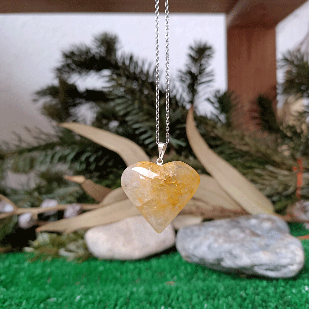 Colgante corazón de cuarzo sanador dorado, Elige tu cuarzo dorado sanador: Cuarzo dorado sanador 1