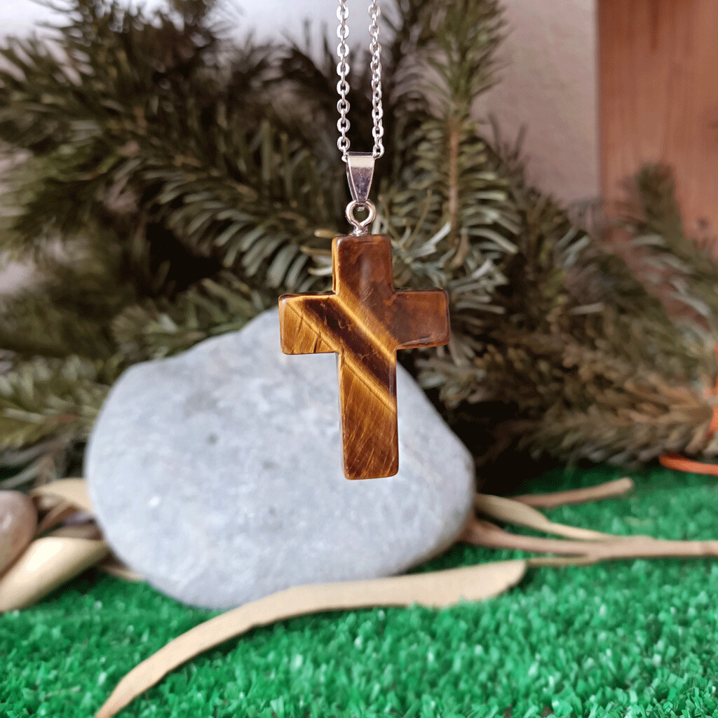 Colgante cruz de ojo de tigre