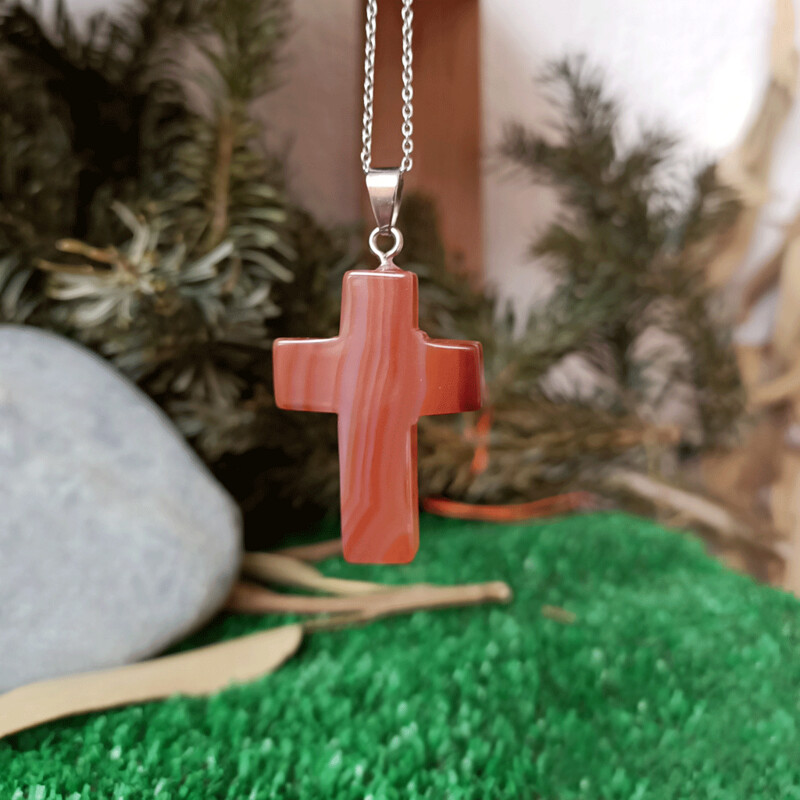 Colgante cruz de cornalina