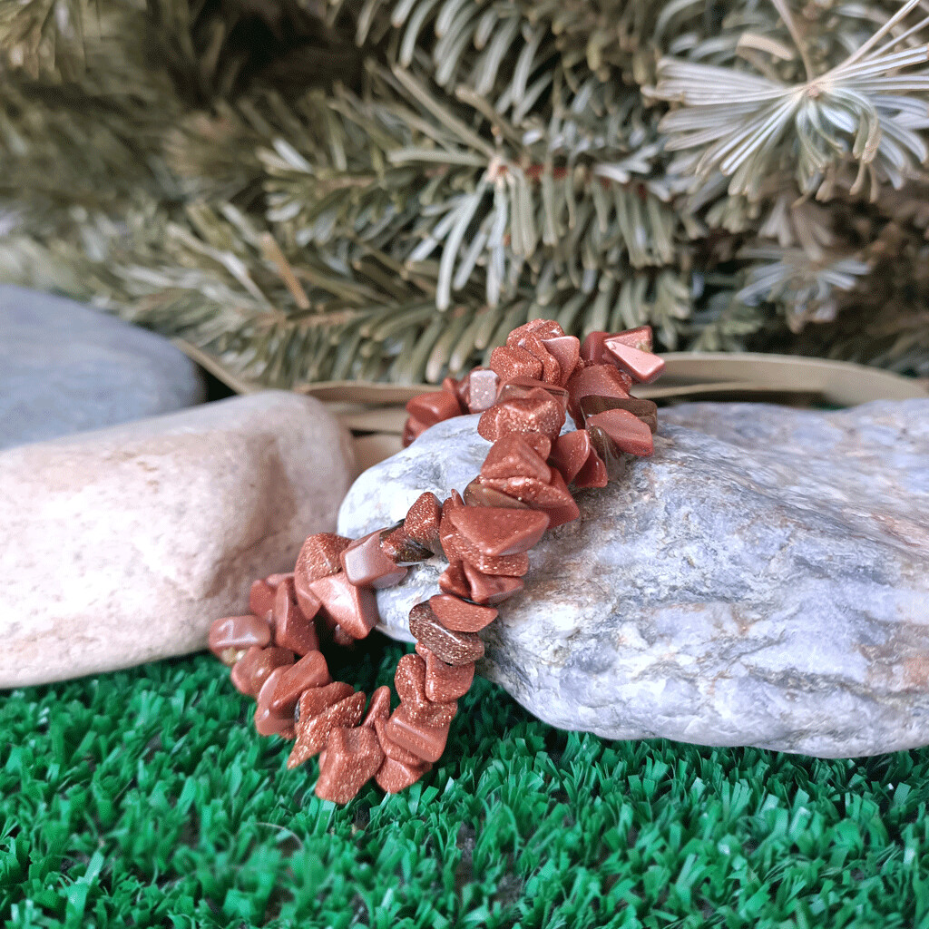 Pulsera chip de aventurina marrón