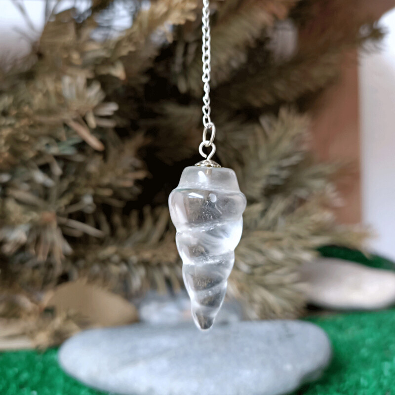 Péndulo espiral de cuarzo cristal