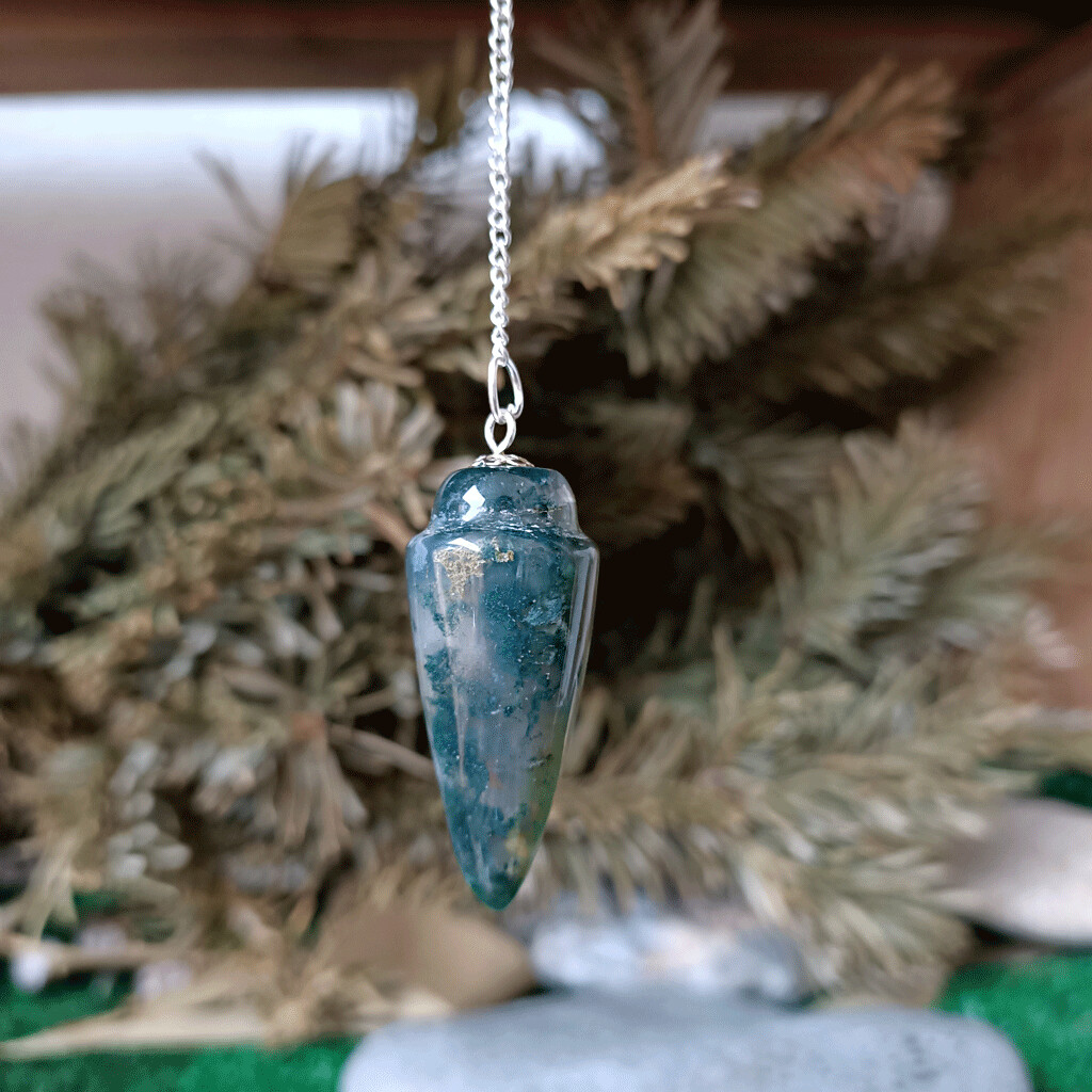 Péndulo gota de ágata musgosa