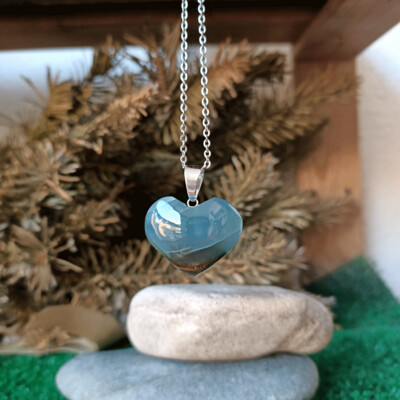 Colgante corazón de ónix azul extra en plata de ley 925 Nº2