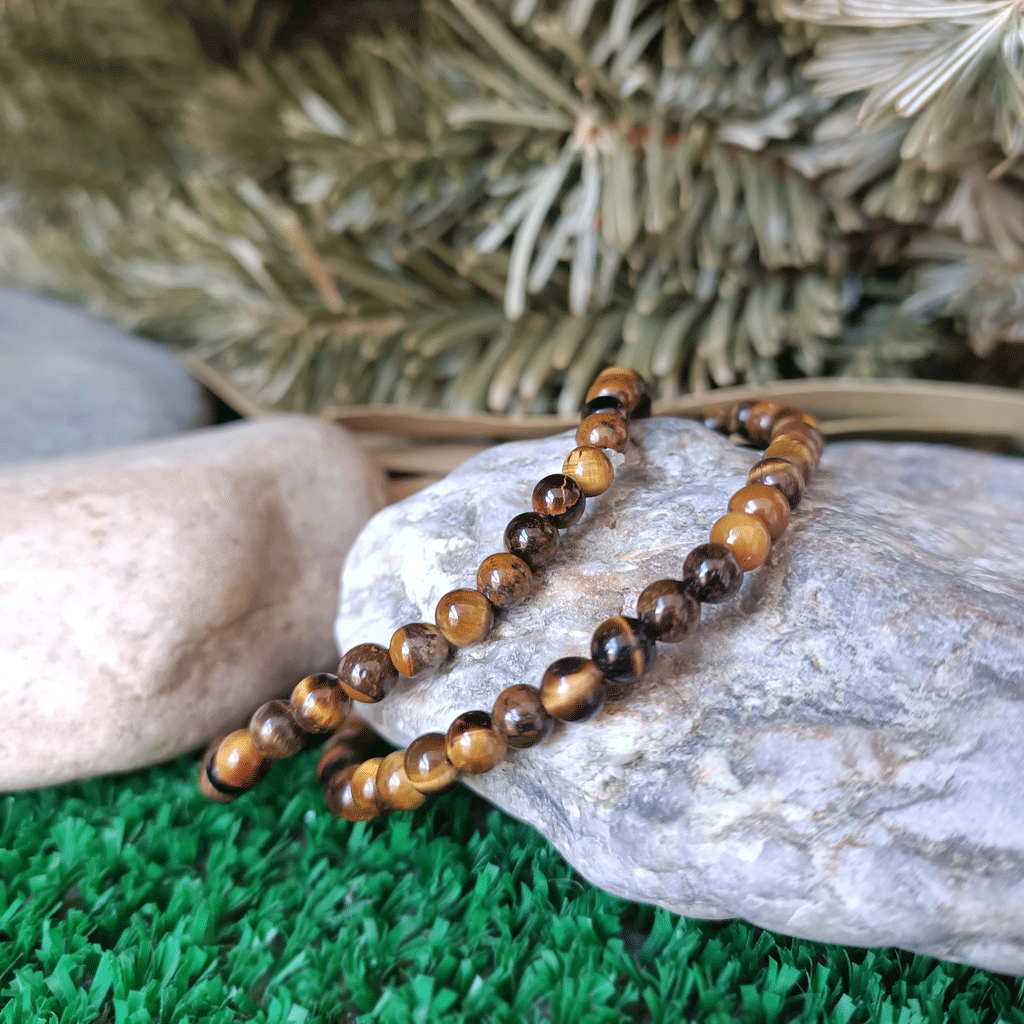 Pulsera elástica de Ojo de Tigre 4 mm.