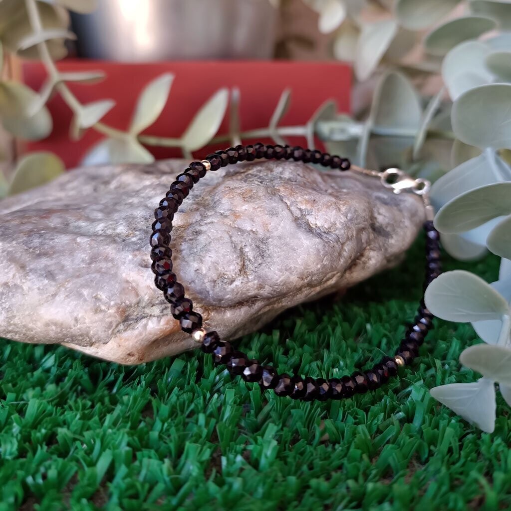 Pulsera de turmalina negra en plata de ley 925