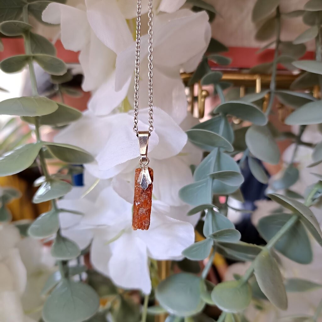Colgante de cianita naranja en plata de ley 925, Elige tu cianita naranja: Cianita naranja 1
