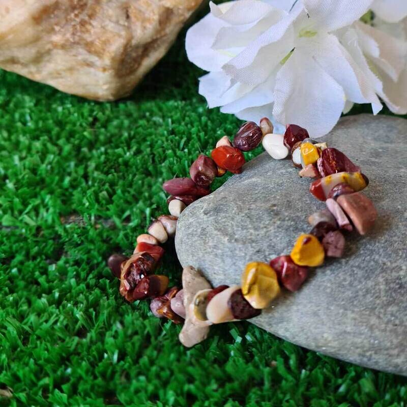 Pulsera chip de jaspe mokaita