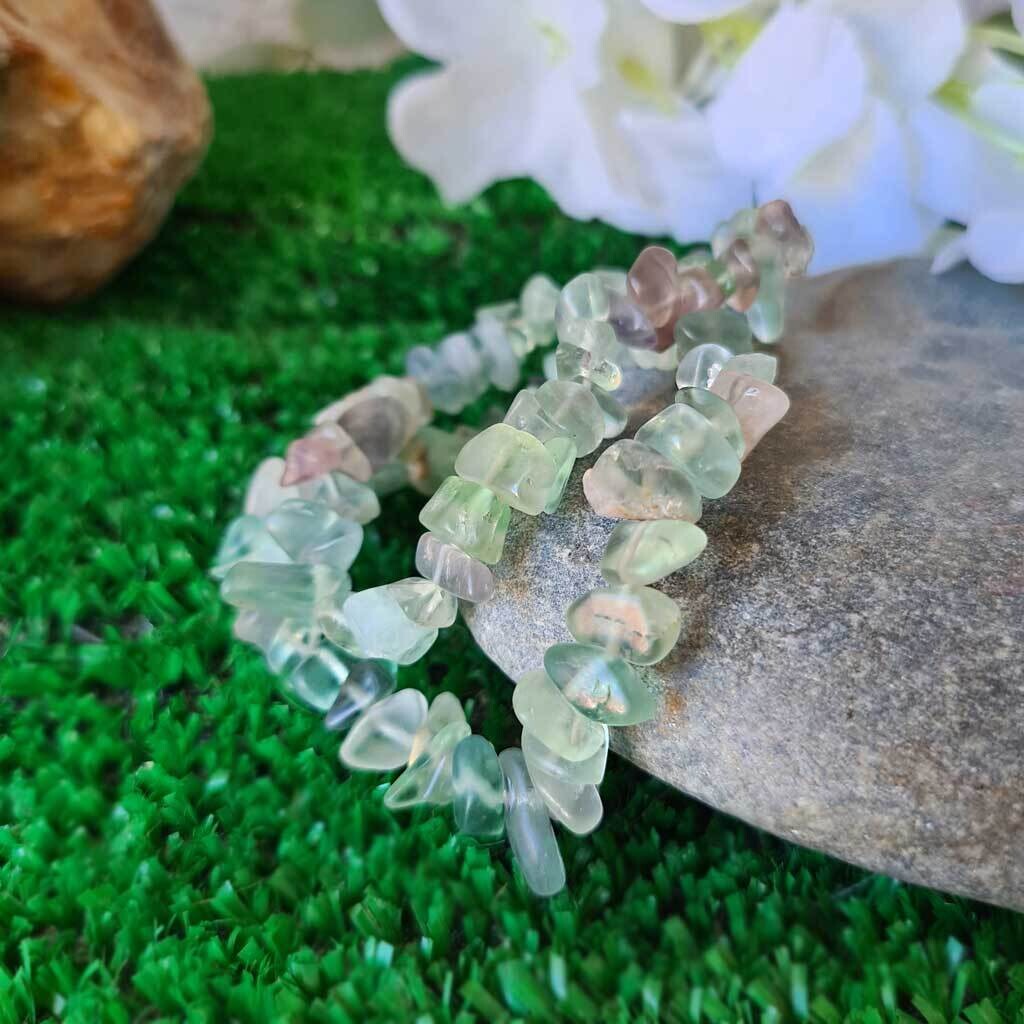 Pulsera chip de fluorita verde