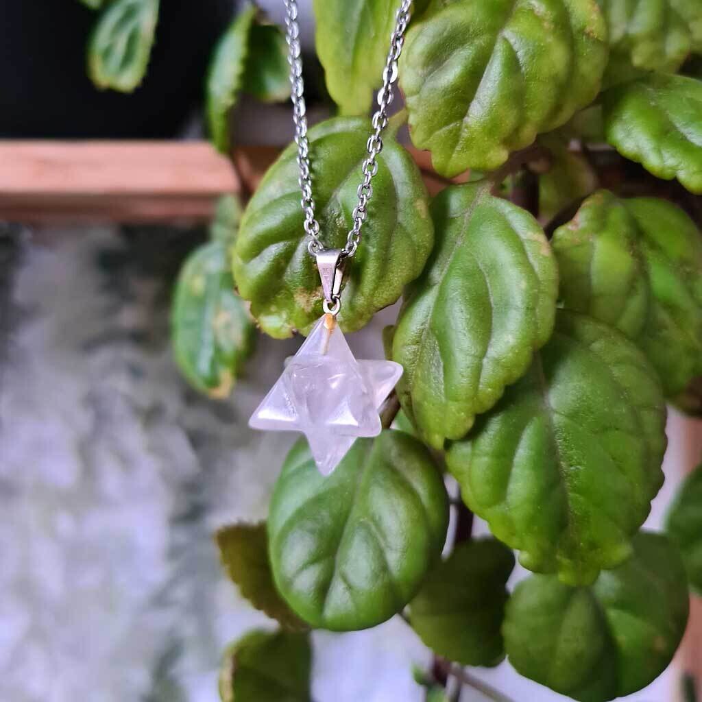 Colgante merkaba de cuarzo rosa