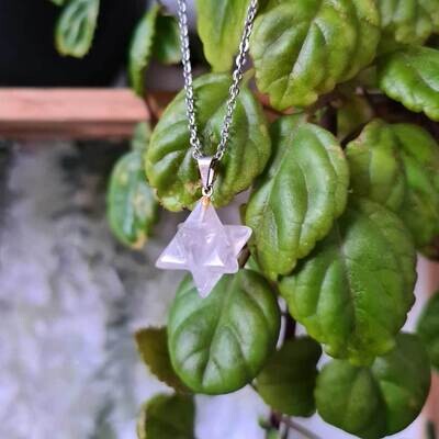 Colgante merkaba de cuarzo rosa