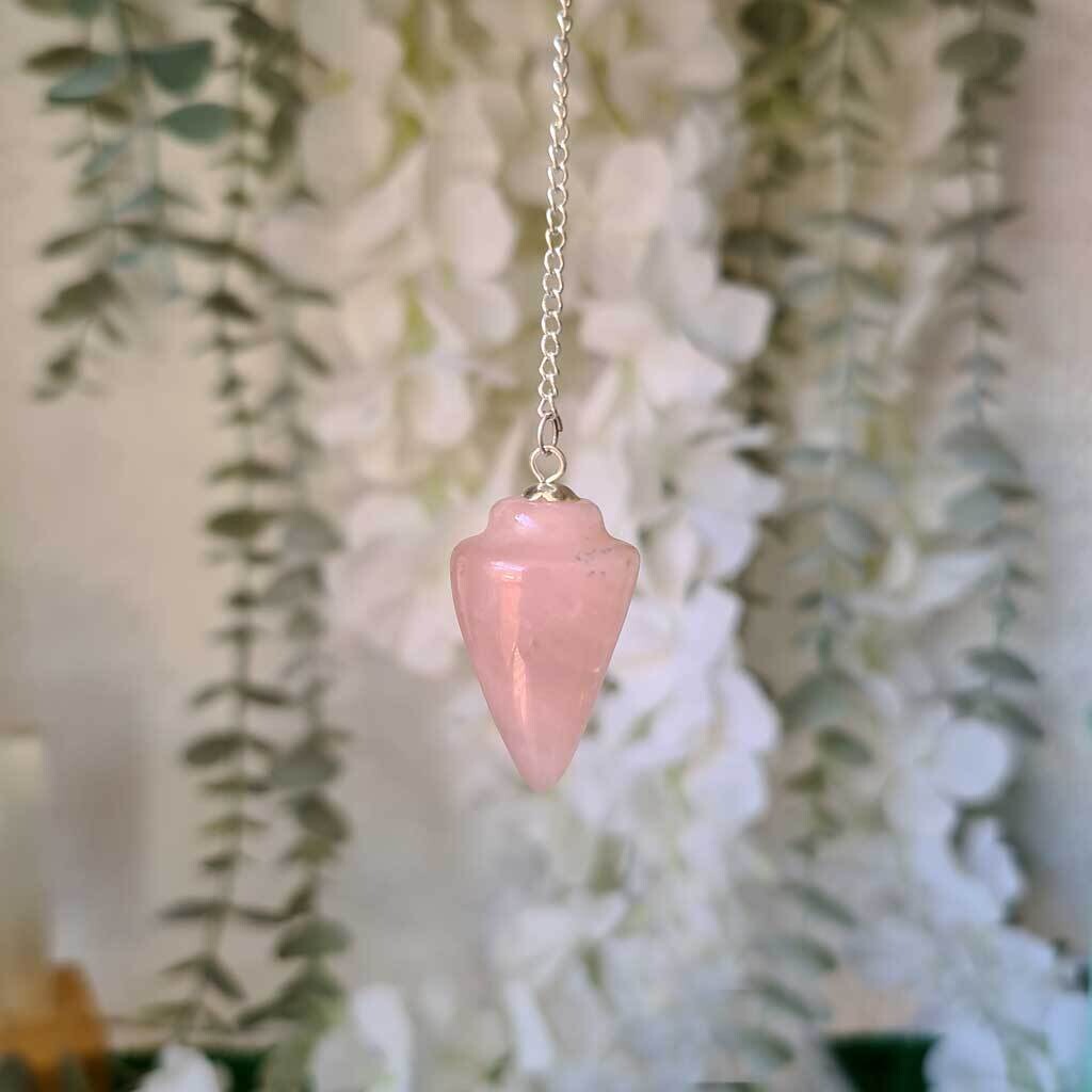 Péndulo gota de cuarzo rosa