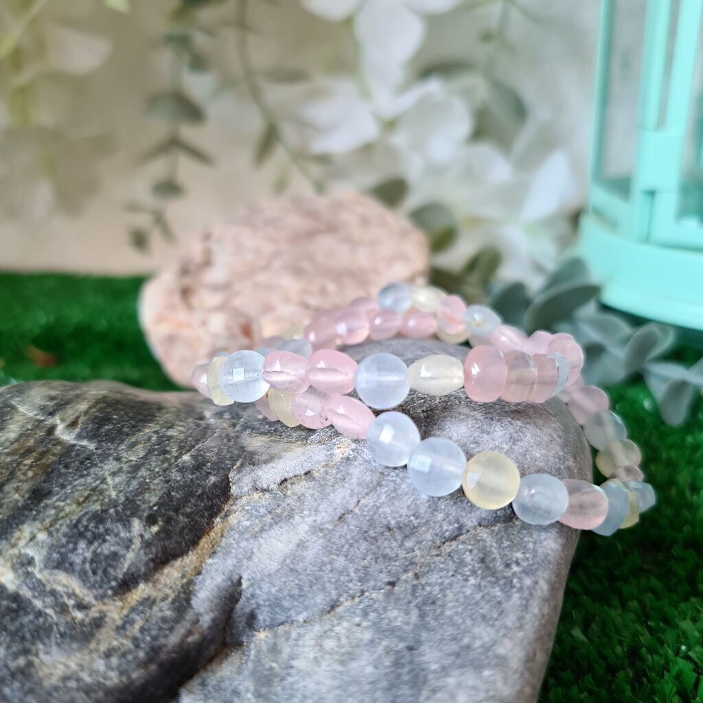 Pulsera botones de berilos cristalizada extra 4mm