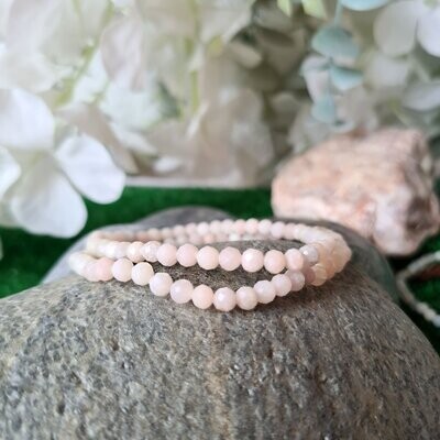 Pulsera de ópalo rosa extra tallada 4mm