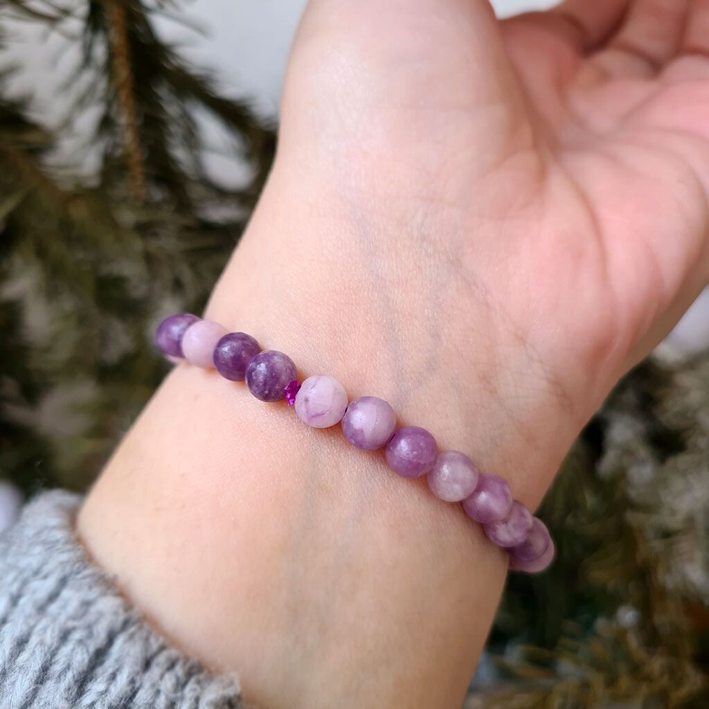 Pulsera de lepidolita extra mate 6mm