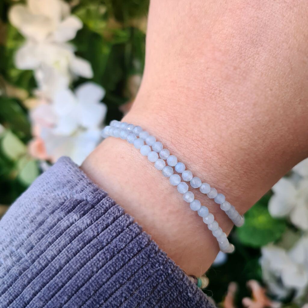 Pulsera de aguamarina tallada extra 3mm
