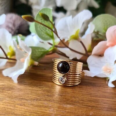 Anillo tu y yo de ojo de tigre