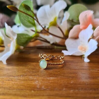 Anillo mondo de ágata verde