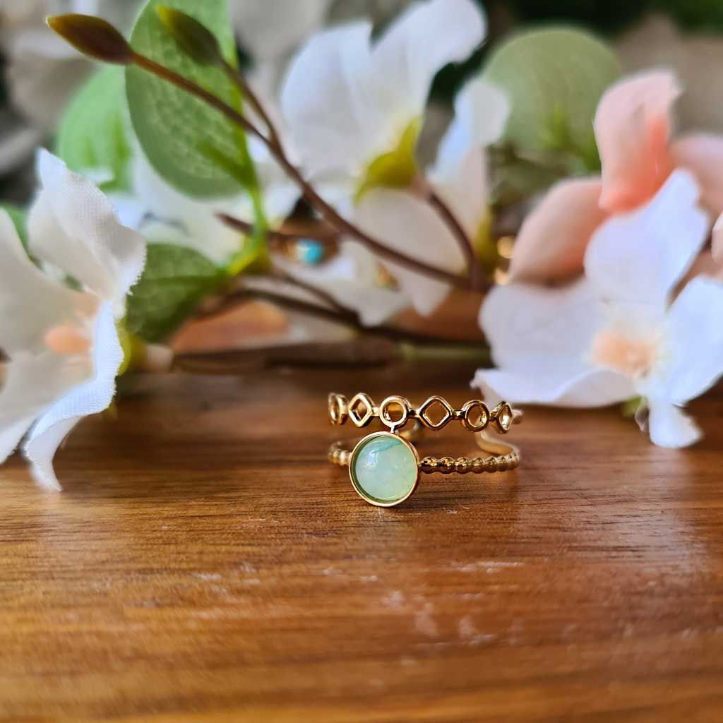 Anillo mondo de Ágata Verde