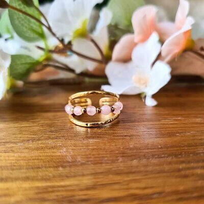 Anillo kalon de cuarzo rosa