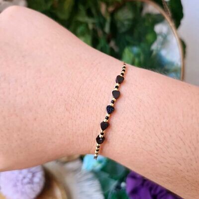 Pulsera sukha corazones de ónix