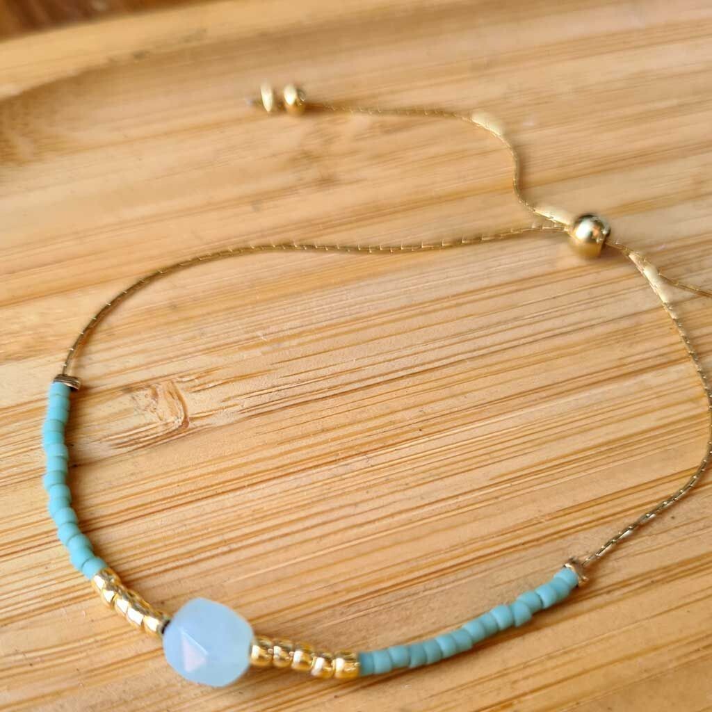 Pulsera sukha de aguamarina
