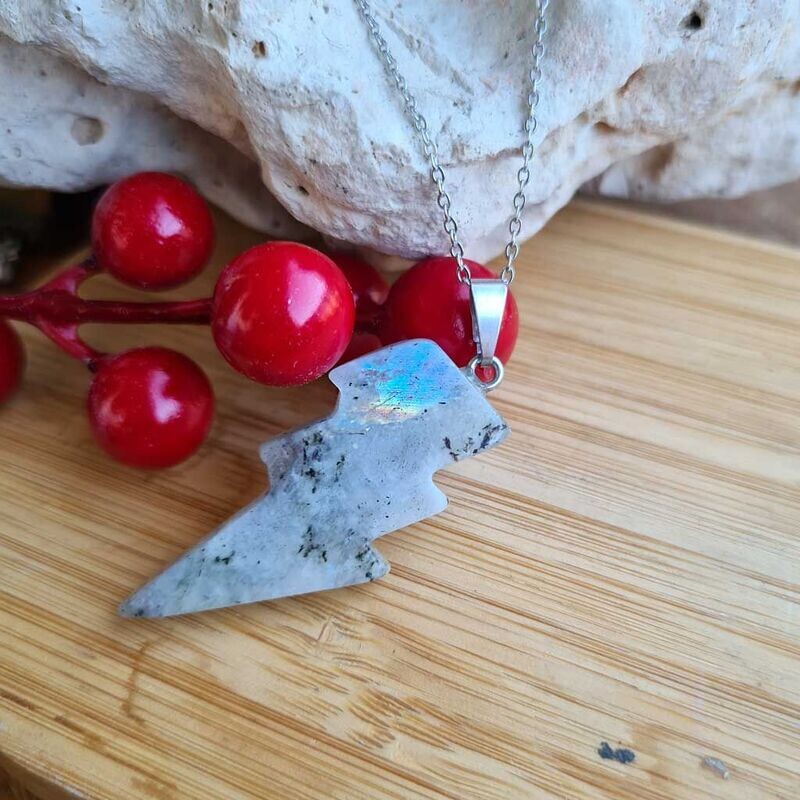Colgante raku de labradorita