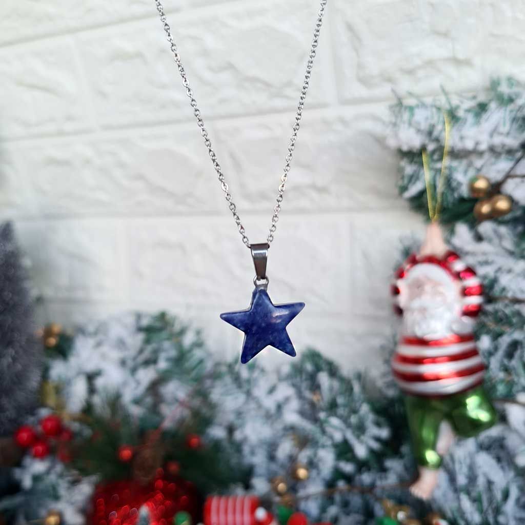 Colgante estrella de Sodalita en acero