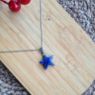 Colgante estrella de sodalita en acero