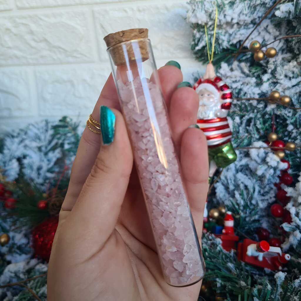 Tubo de cristal con Cuarzo Rosa