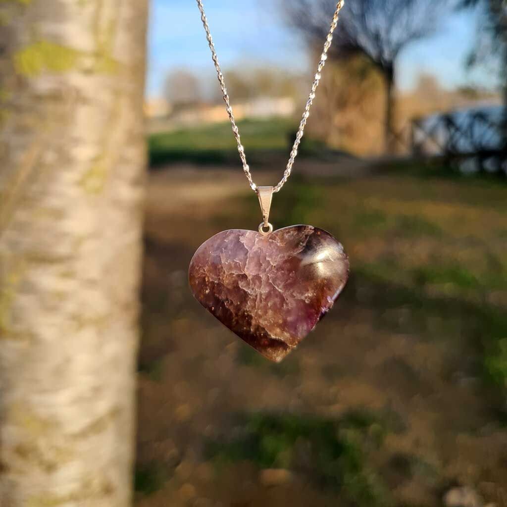 Colgante corazon de super-7 en plata de ley 925 pieza única