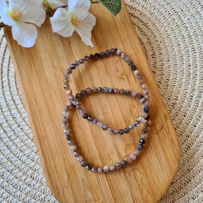 Pulsera de piedra luna negra facetada extra 4mm