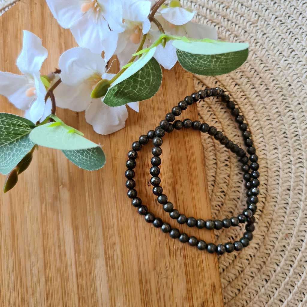 Pulsera de ágata negra 4mm