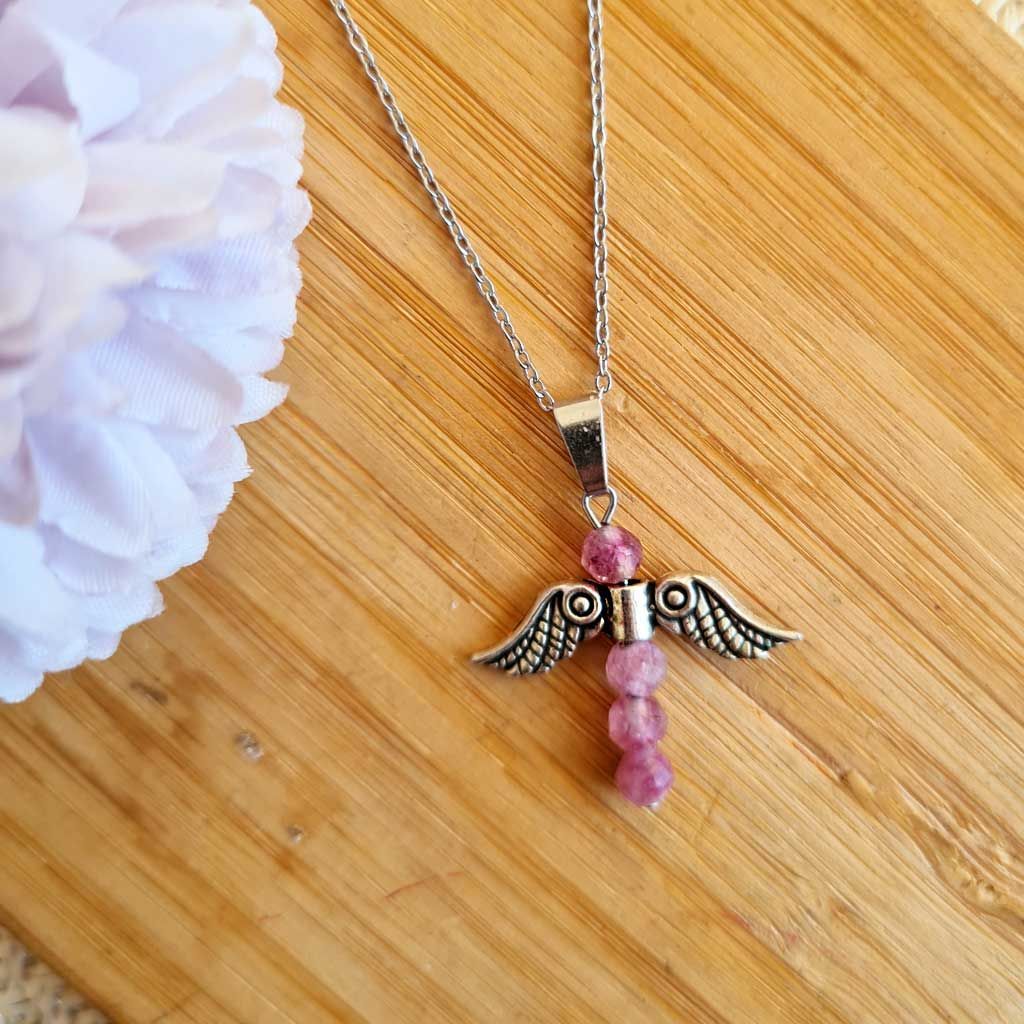 Colgante Angelito Turmalina rosa