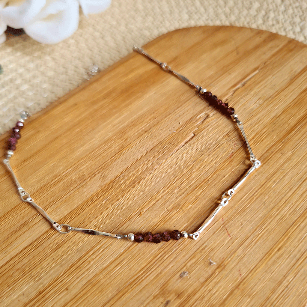 Tobillera de Granate y acero