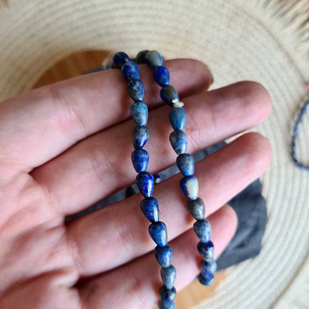 Pulsera  formas de  lapislázuli  7mm