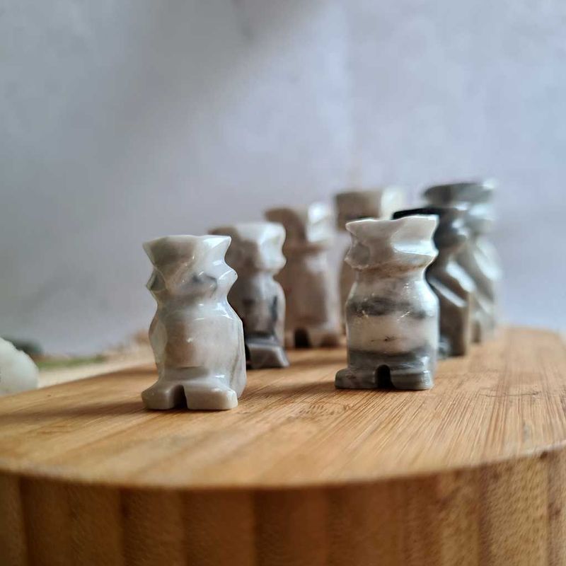 Búho  de Ónix Gris veteado