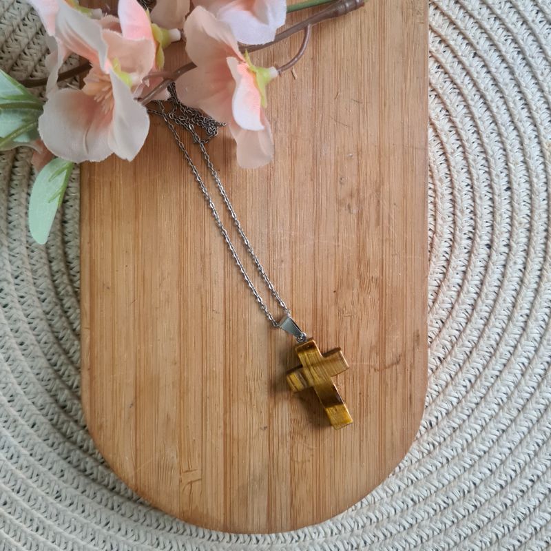 Colgante cruz de Ojo de Tigre pequeña