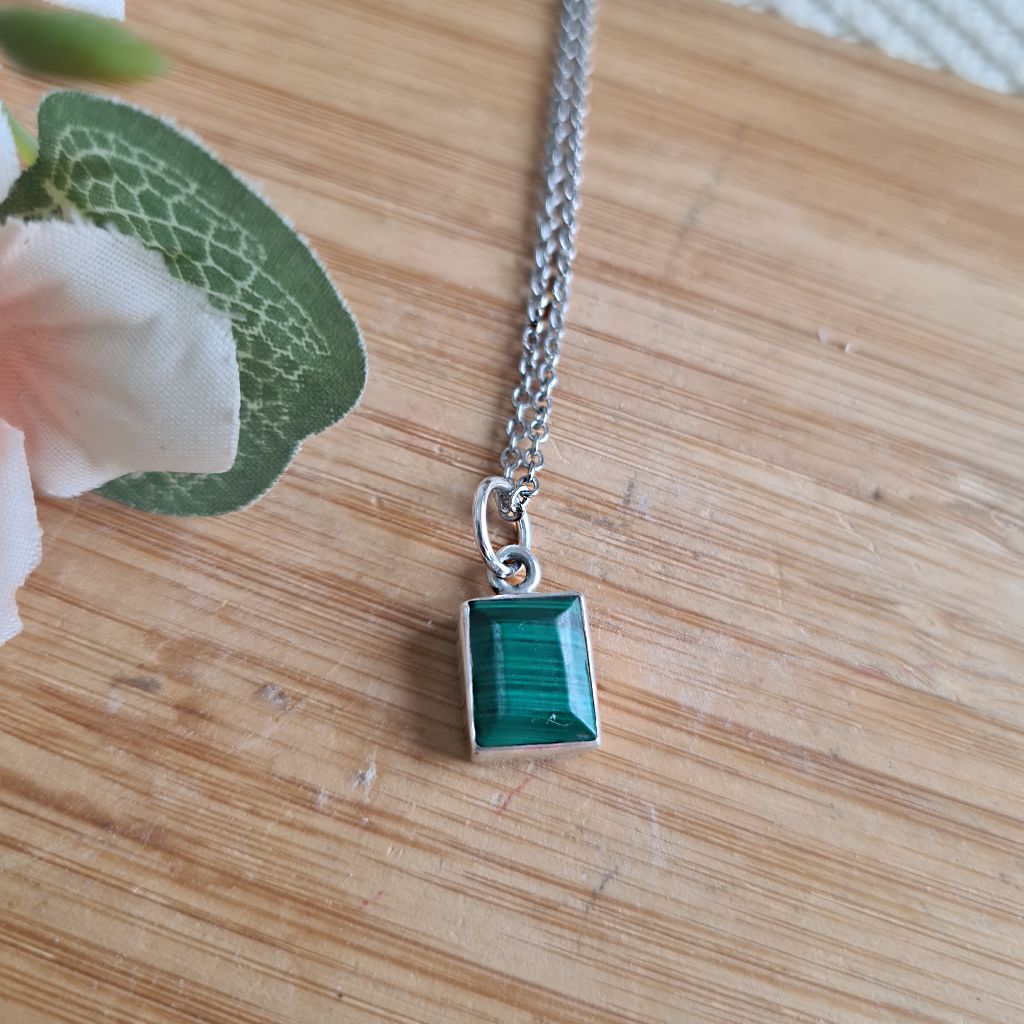 Pendientes de Malaquita en plata de ley 925