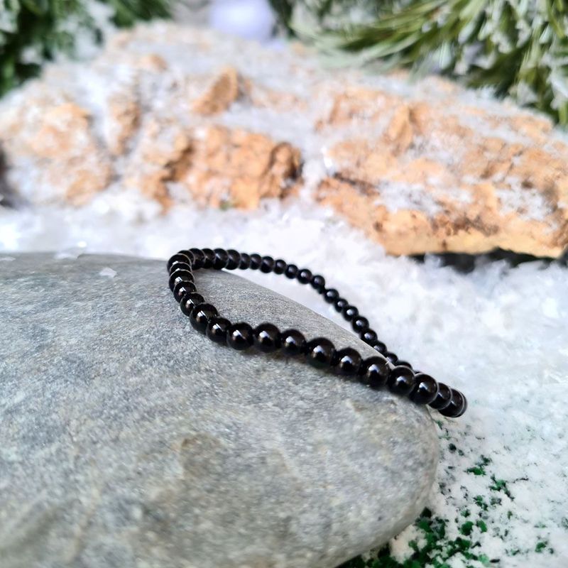Pulsera elástica de Obsidiana Negra 4 mm.