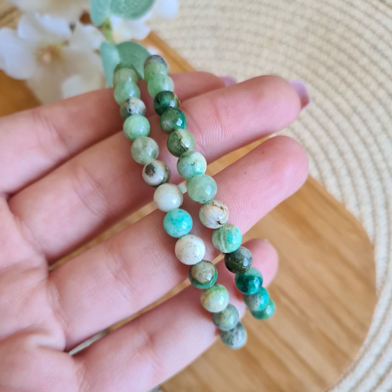 Pulsera elástica de Calcita Verde de 6 mm.
