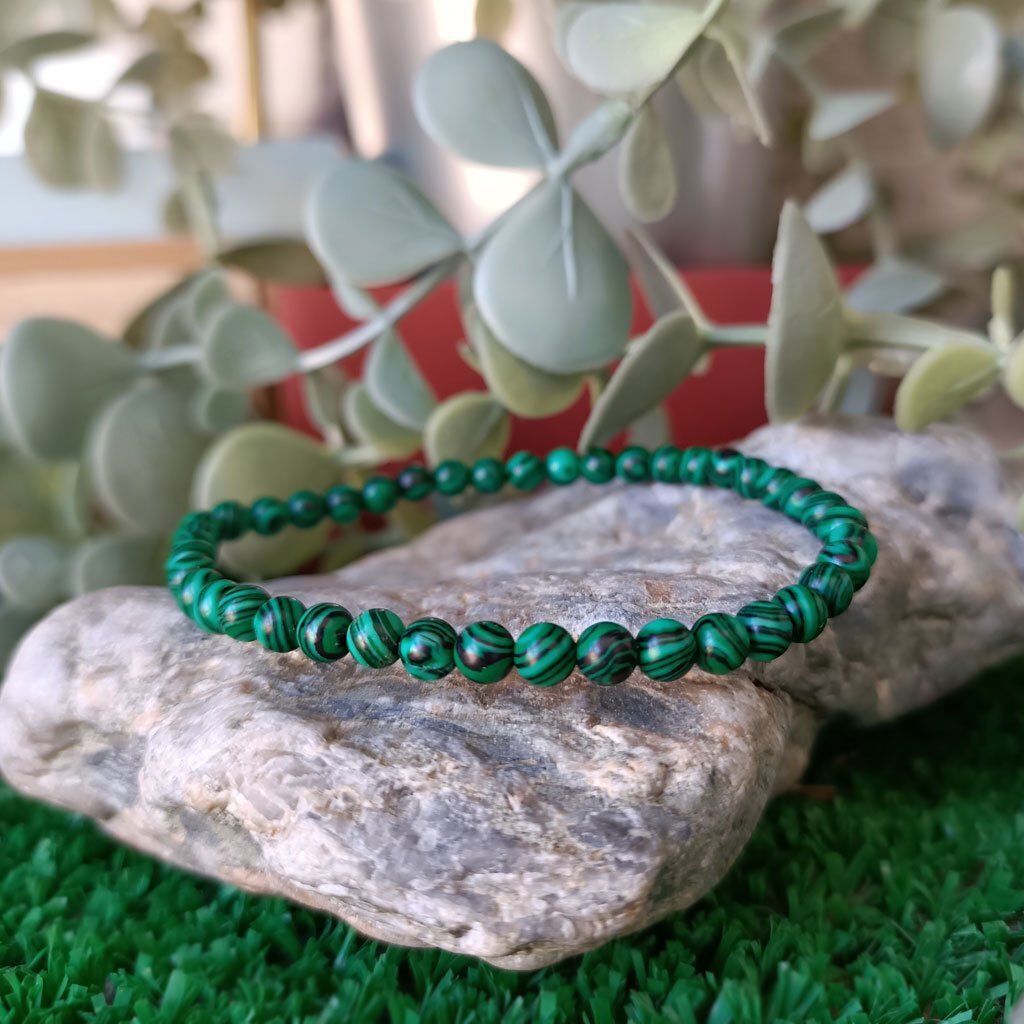 Pulsera Elástica de Malaquita 4mm extra
