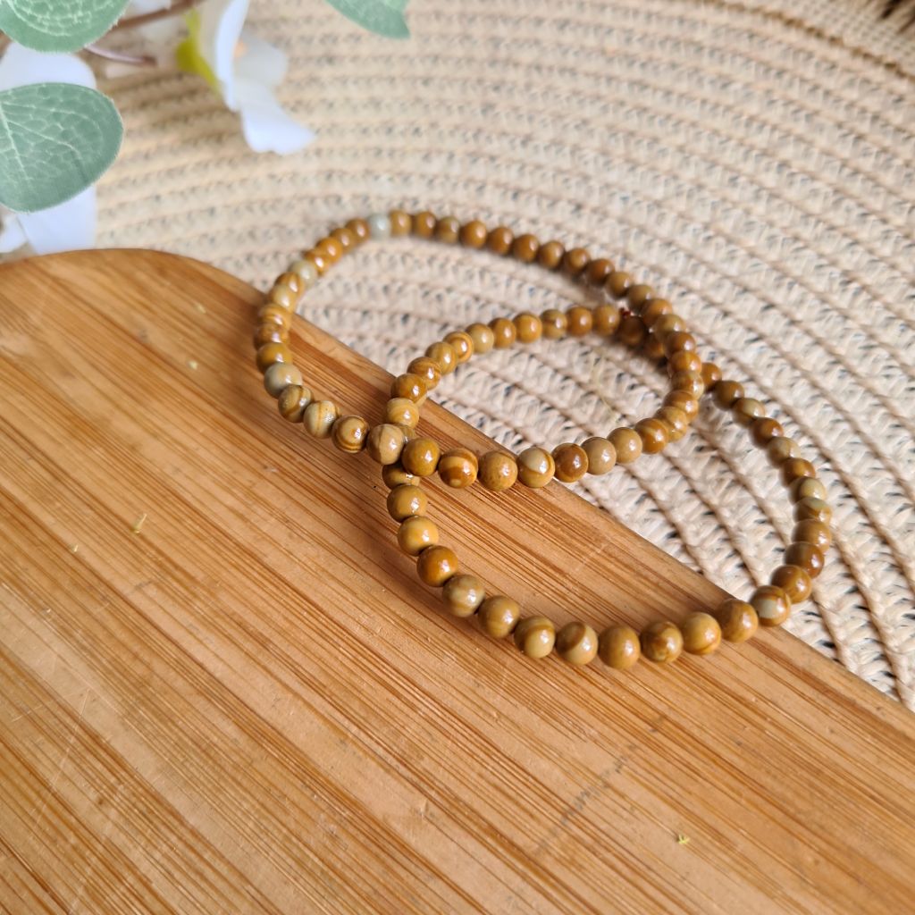 Pulsera elástica de Jaspe Madera de 4 mm. Pulsera elástica de Jaspe Madera de 4 mm.