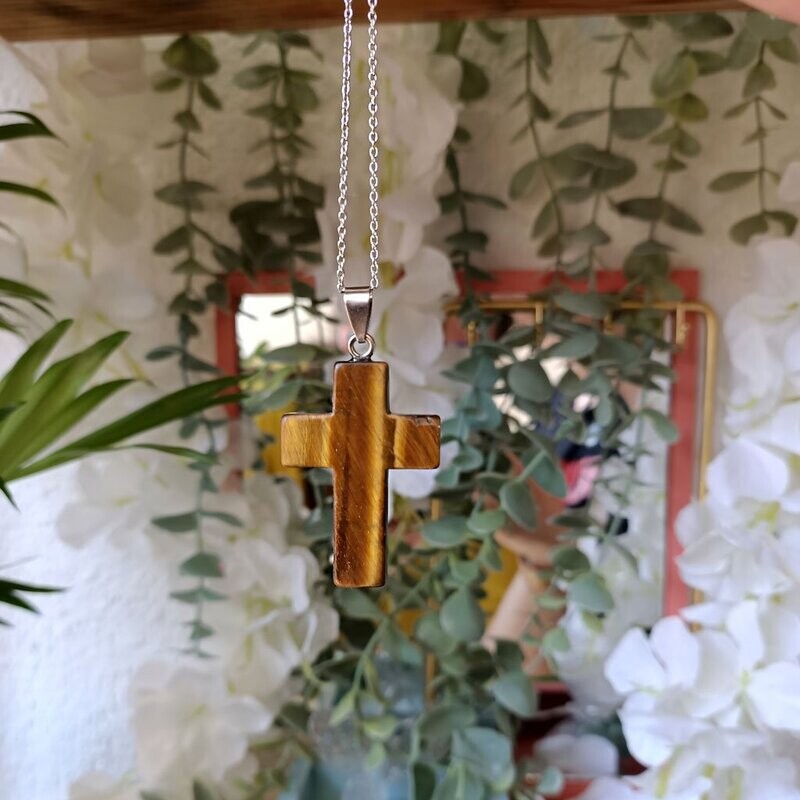 Colgante cruz de Ojo de Tigre pequeña