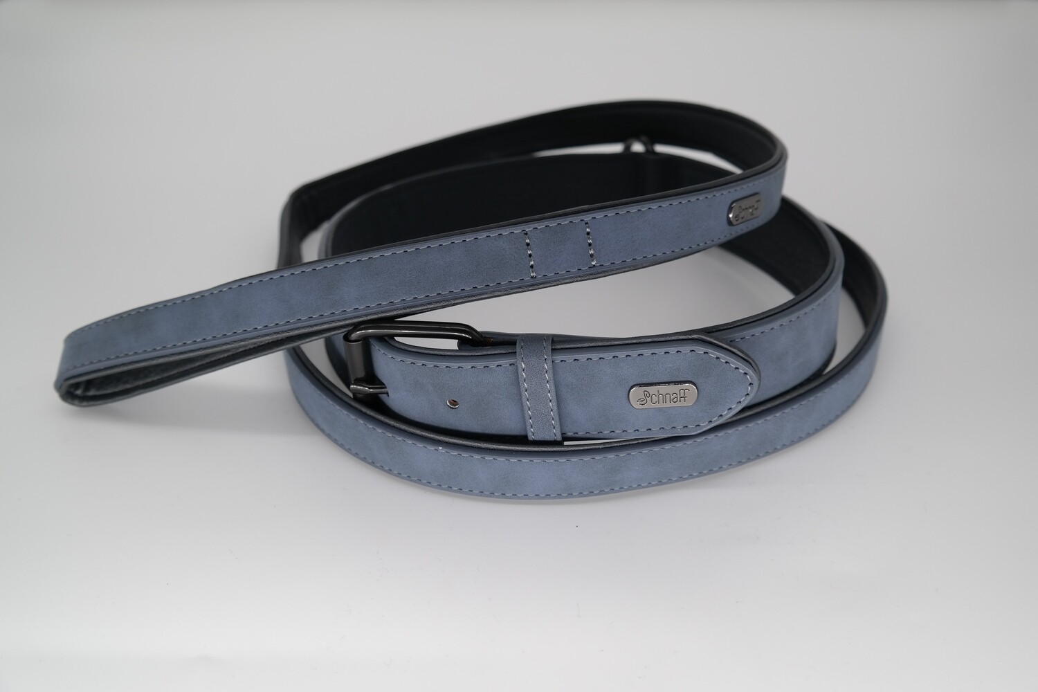 Echtleder-Halsband/Leine Set Rauchblau