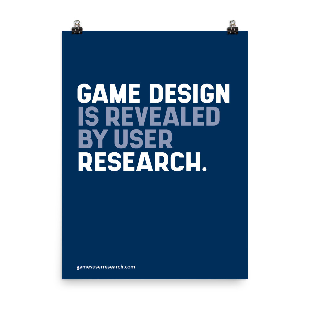 Game Design Is Revealed By User Research - A2 Poster