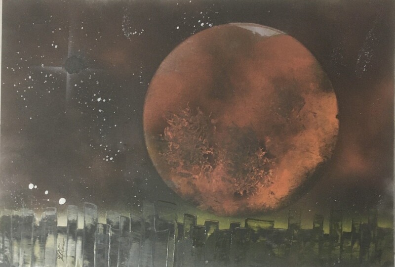 Quadro luna colori arancione giallo