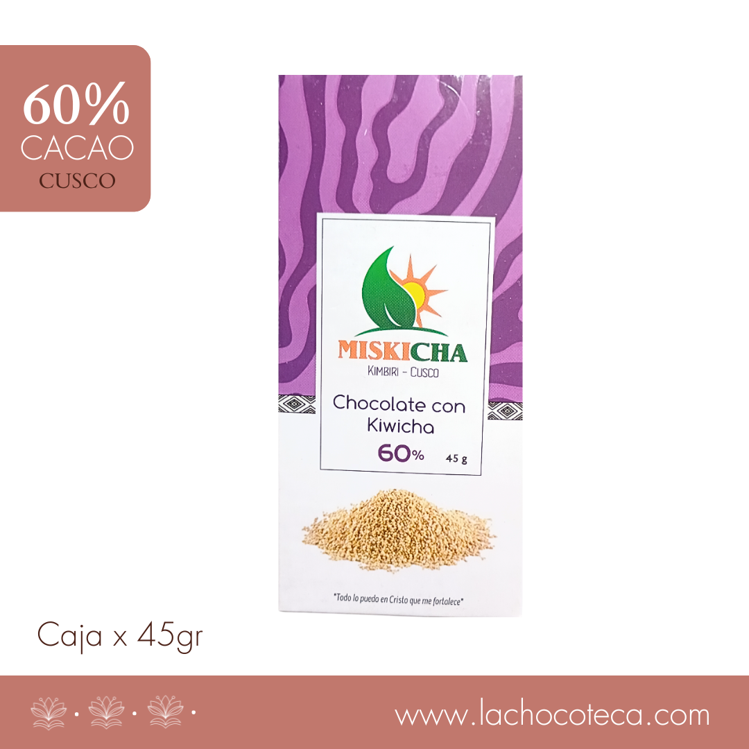 Barra Cacao 60% con Kiwicha x 45gr - MISKICHA