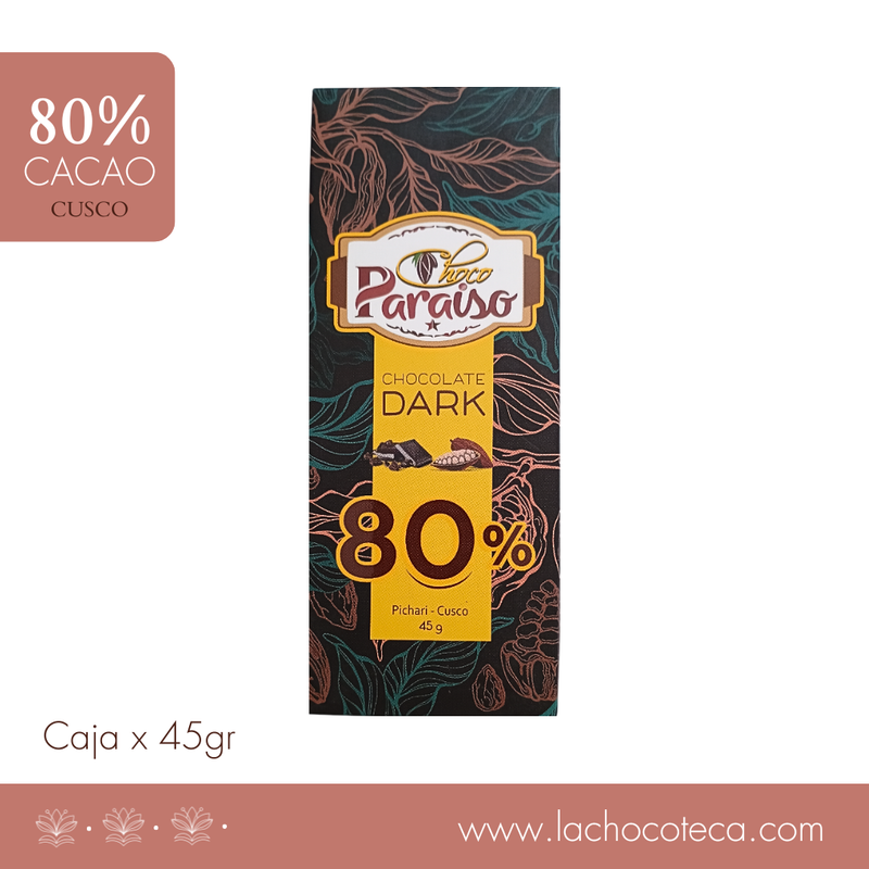 Barra Cacao 80% x 45gr - CHOCO PARAISO
