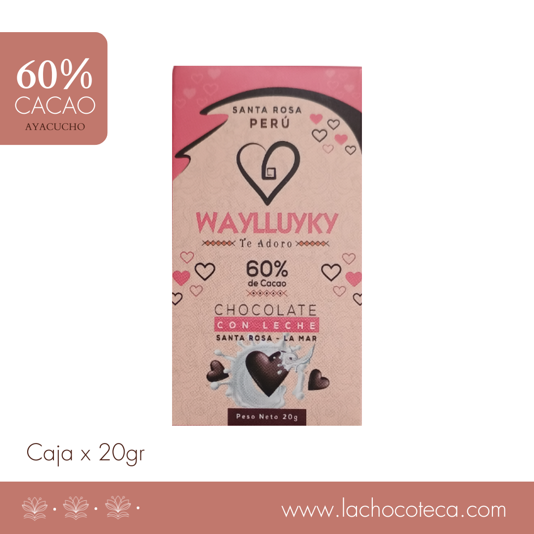 Barra Cacao 60% con Leche x 20gr - WAYLLUYKY
